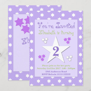 Invitation Violet et lilas avec des étoiles fête d'anniversai