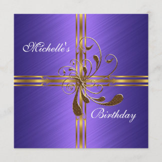 Invitation Violet et Or Abstrait