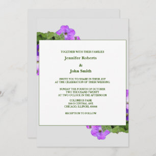 Invitation Violet Floral Sage Vert Violet gris Cool Mariage