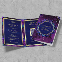 Violet Galaxy bleu Mandala QR Code Mariage indien