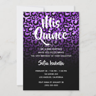 Invitation Violet Glam Taches de Léopard Ombré Mis Quince