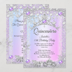 Invitation Violet lavande Carrosse d'hiver pour Quinceanera 1