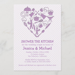 Invitation Violet Lilac Mariage Couple Douche   Cuisine