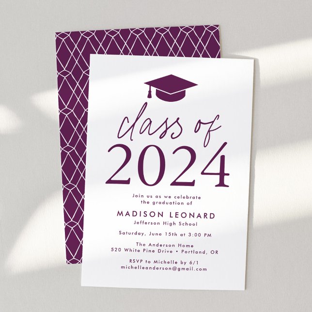 Invitation Violet | Modern Class of 2023 Graduation Party (Créateur téléchargé)