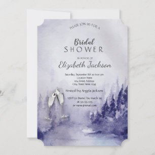 Invitation Violet paysage hiver Wineglass Fête des mariées