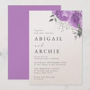 Invitation Violet Peony Mariage