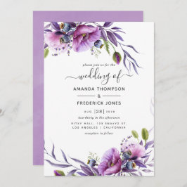 Invitation Violet pourpre Mariage floral