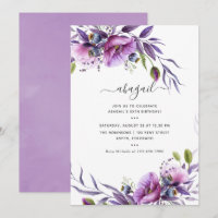 Violet pourpre Poppy Floral Anniversaire