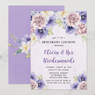 Invitation Violet Purple Aquarelle Floral Bridesmaids Déjeune