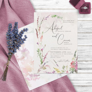 Invitation Violet rose Fleur sauvage vif Jaune