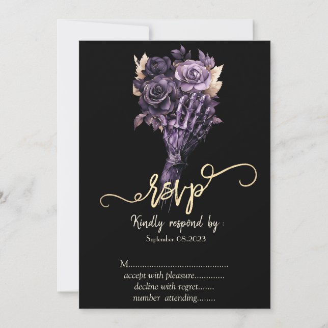 Invitation Violet Rose gothique RSVP (Devant)
