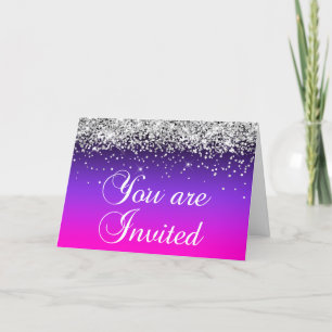 Invitation Violet Rose Ombre Paillettes Argent Vous êtes Invi
