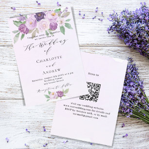 Invitation Violet rose violet rose QR RSVP mariage de luxe