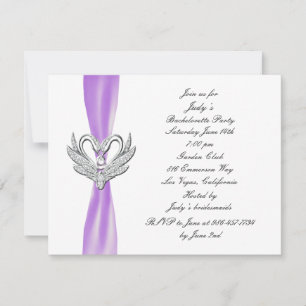 Invitation Violet Ruban Silver Swans Bachelorette