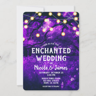 Invitation Violet Rustique Enchanted Mariage Lumières Forêt