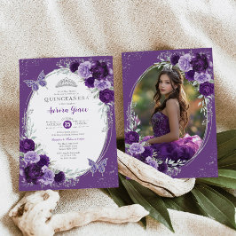 Invitation Violet Silver Quinceañera 15ème anniversaire Photo