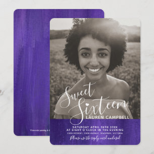 Invitation Violet ultraviolet photo sweet sixteen d'art moder
