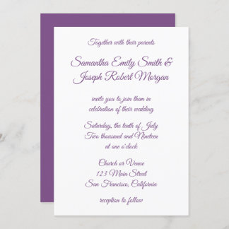 Invitation Violet violet calligraphie