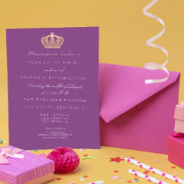Invitation Violet violet doré Couronne Royal Pastel Blanc