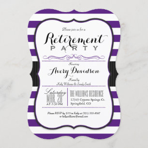 Invitation Violet violet et blanc; Élégant parti de retraite