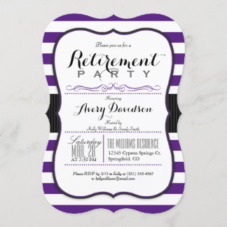 Invitation Violet violet et blanc; Élégant parti de retraite