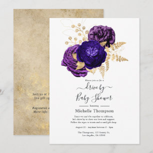 Invitation Violet, violet et or Floral Drive par douche