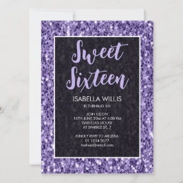 Invitation Violet violet pétillant doux 16 élégant script