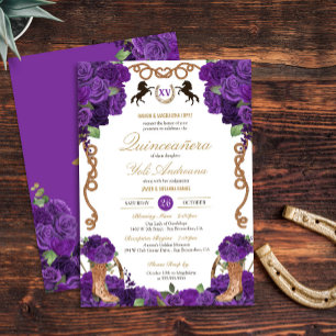 Invitation Violet violet Rose Ouest Charro Quinceanera