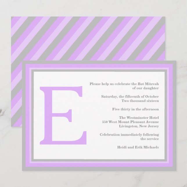 invitation violette grise (Devant / Derrière)