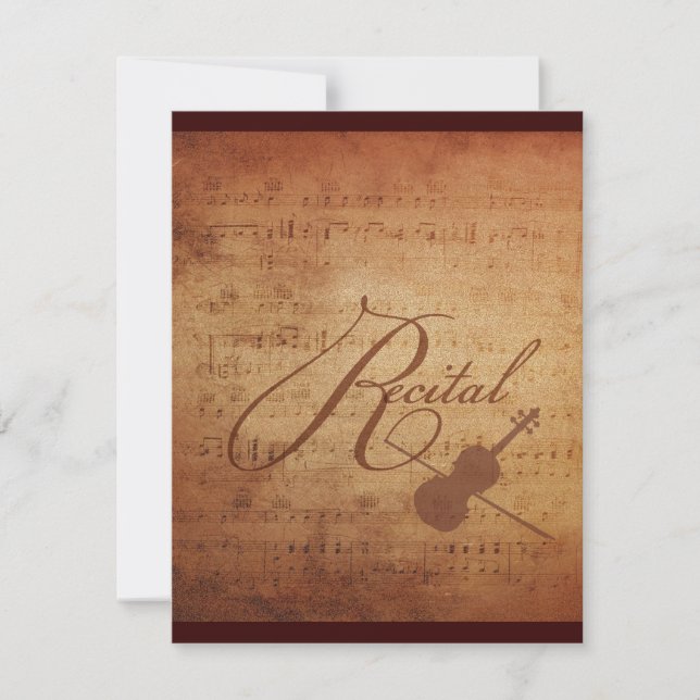 Invitation Violon Considérant Antique Sheet Music Personnalis (Devant)