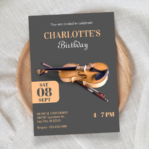 Invitation violon d'anniversaire minimaliste moderne