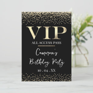 Invitation VIP Or sur événement ou soirée noire