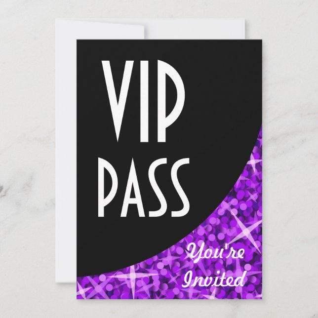 Invitation "VIP Pass" de la courbe noire pourpre d (Devant)