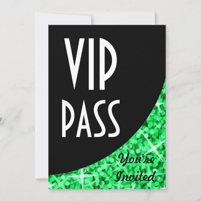 Invitation "VIP Pass" de la courbe noire verte de  (Devant)