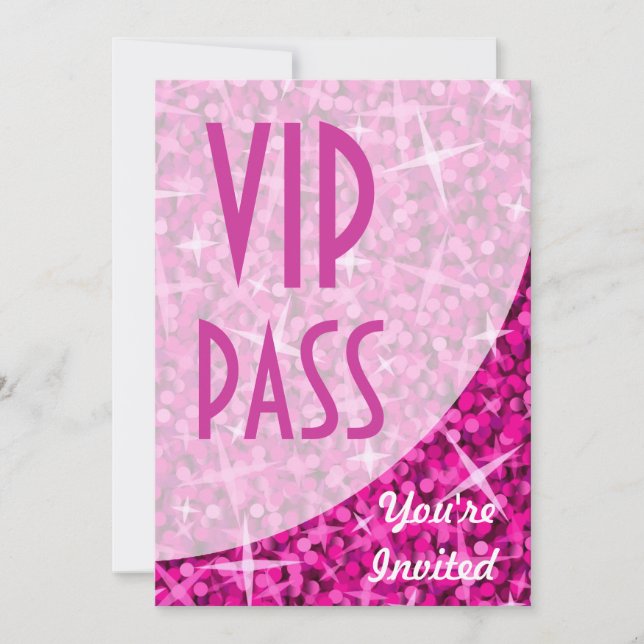 Invitation "VIP Pass" de la courbe rose de Glitz (Devant)