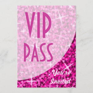 Invitation "VIP Pass" de la courbe rose de Glitz