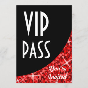 Invitation "VIP Pass" de la courbe rouge de Glitz