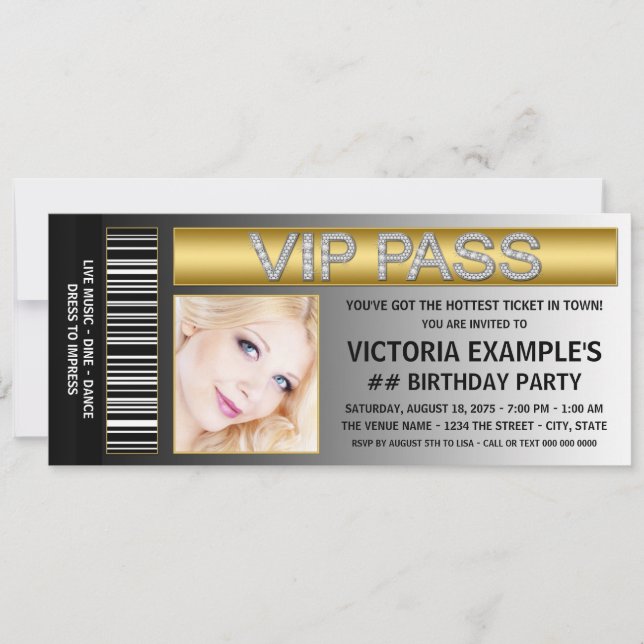 Invitation VIP Pass Style Billet Anniversaire (Devant)