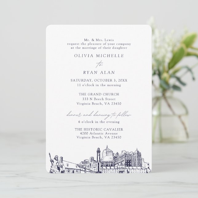 Invitation Virginia Beach Church Mariage Deux emplacements Ma (Debout devant)