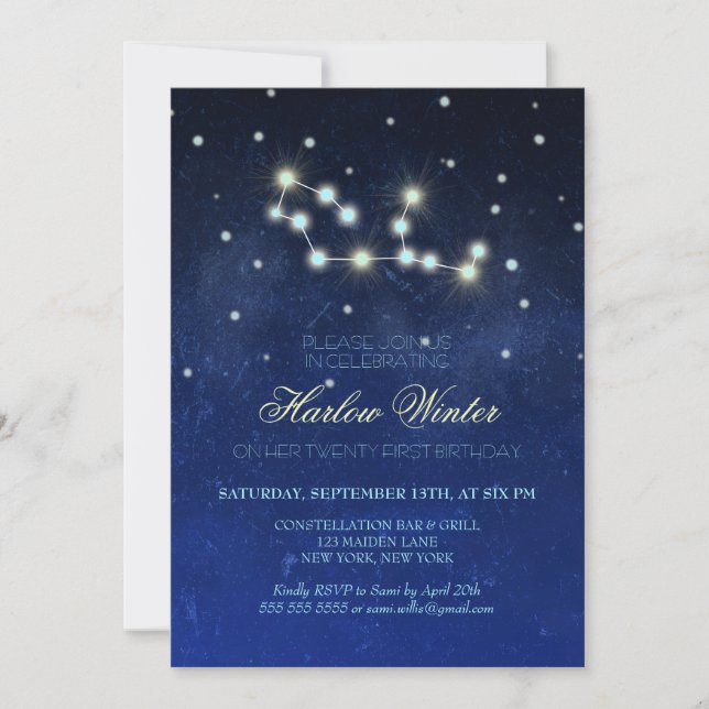 Invitation Virgo Constellation fête d'anniversaire (Devant)