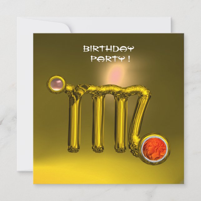 INVITATION VIRGO/GOLD ZODIAC SIGNE JEWEL JAUNE ANNIVERSAIRE (Devant)