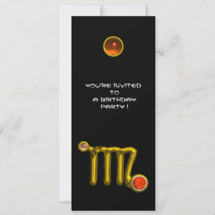 INVITATION VIRGO /GOLD ZODIAC SIGNE JEWEL NOIR ANNIVERSAIRE