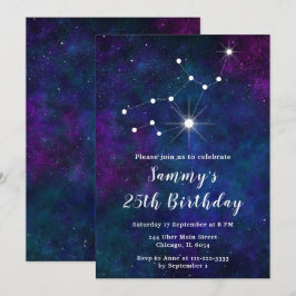 Invitation Virgo Zodiac Constellation fête d'anniversaire