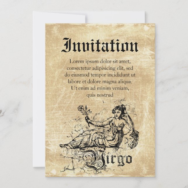 Invitation Virgo Zodiac vintage (Devant)