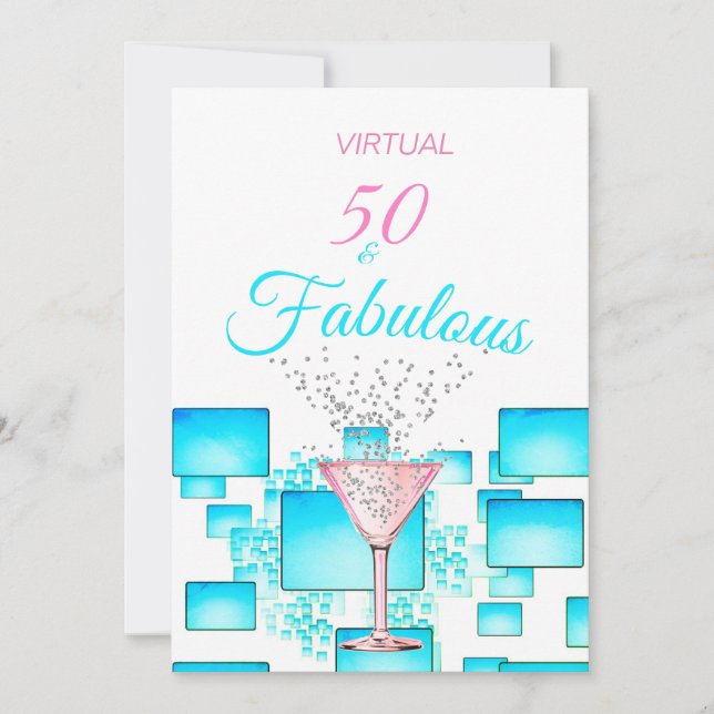 Invitation Virtual 50 et Fabulous Modern Cocktail Party (Devant)