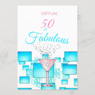 Invitation Virtual 50 et Fabulous Modern Cocktail Party