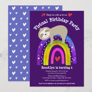 Invitation Virtual Birth Jote Sloth Modern Boho Rainbow