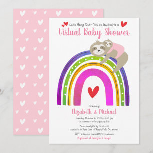 Invitation Virtual Girl Baby shower mignonnes fentes, Boho Ra