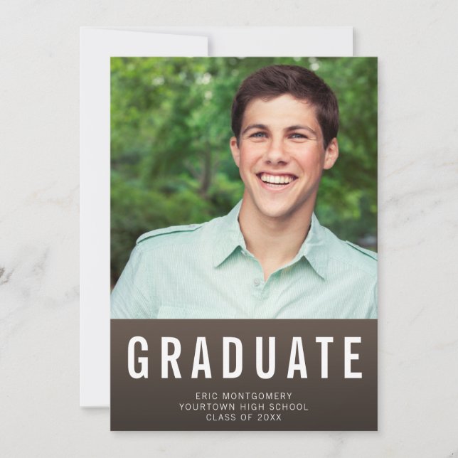 Invitation Virtual Graduation Party Photo Brown Ombre (Devant)