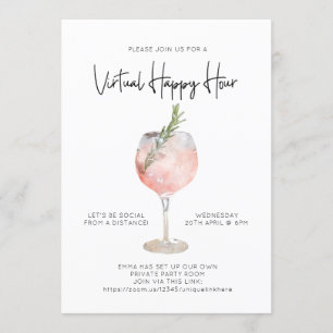 Invitation Virtual Happy Hour Social Distance Cocktail Party